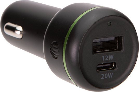 AT&T Dual Port 32W Power Delivery Bullet Car Charger (USB-C + USB-A) - Black